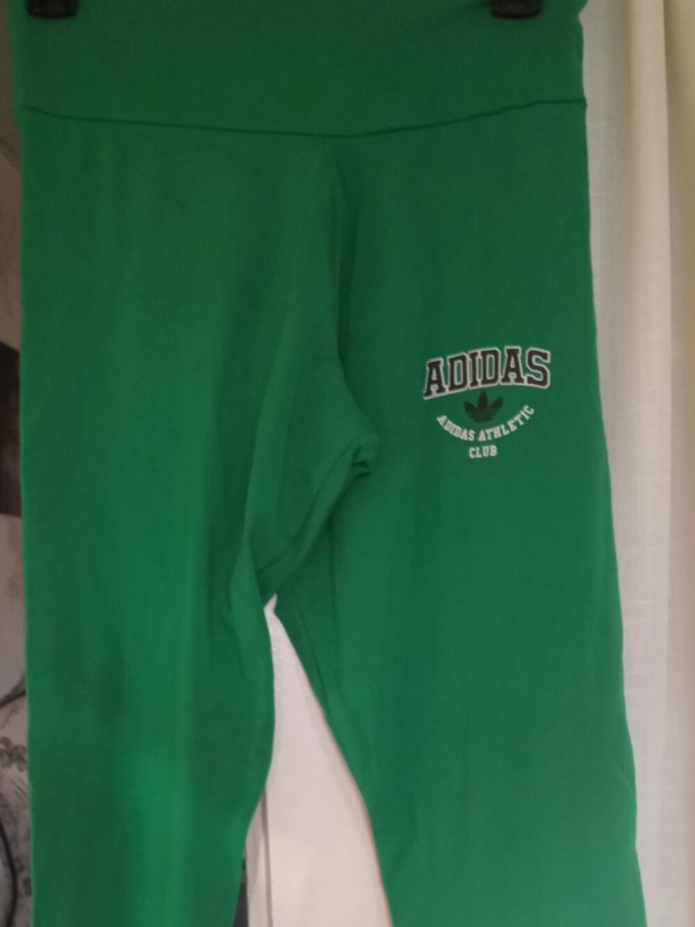 Adidas Women's Green Fold-Over Straight Leg Workout Pants - Size Medium
